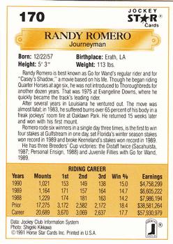 1991 Jockey Star Jockeys #170 Randy Romero Back